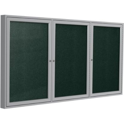 Picture of Ghent 3 Door Enclosed Vinyl Bulletin Board, Satin Aluminum Frame, 48inH x 72inW, Ebony