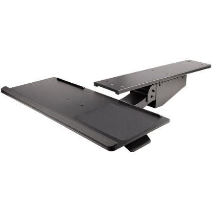 Picture of StarTech Under Desk Keyboard Tray, Height Adjustable Keyboard and Mouse Tray (10in x 26in), Ergonomic Computer Keyboard Tray w/Mouse Pad