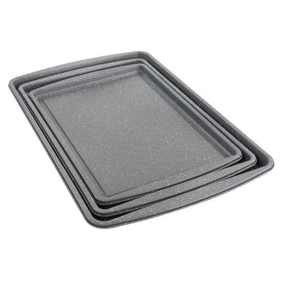 Picture of Oster 3-Piece Carbon Steel Non-Stick Cookie Sheet Set, Gray