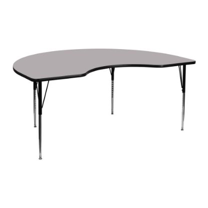 Picture of Flash Furniture 72ft"W Kidney Thermal Laminate Activity Table With Standard Height-Adjustable Legs, Gray