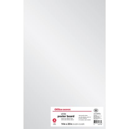 Picture of Office Depot Brand Poster Boards, 14in x 22in, White, Pack Of 8