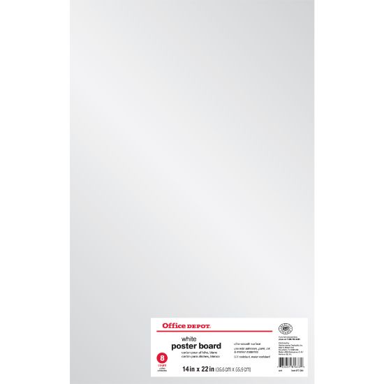 Picture of Office Depot Brand Poster Boards, 14in x 22in, White, Pack Of 8