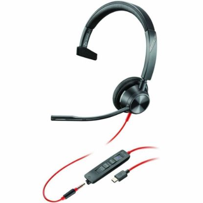 Picture of Poly Blackwire BW3315-M Headset - Microsoft Teams Certification - Mono - Mini-phone (3.5mm), USB Type C - Wired - 32 Ohm - 20 Hz - 20 kHz - Over-the-head, Over-the-ear - Monaural - Supra-aural - 7.40 ft Cable - Noise Cancelling Microphone - Black