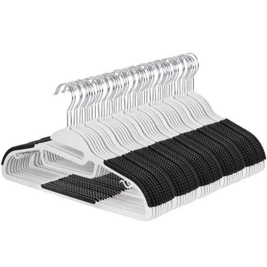 Picture of Elama Home Non-Slip Hangers, White/Black, Pack Of 50 Hangers