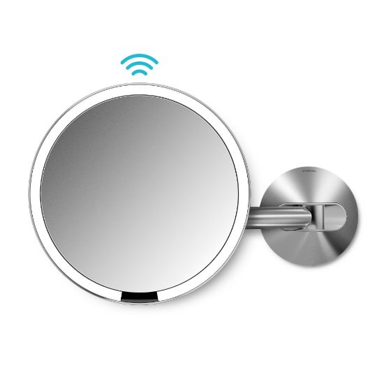 Picture of simplehuman Sensor 5X Magnification Wall-Mount Makeup Mirror, Hard Wired, 8in, Stainless Steel