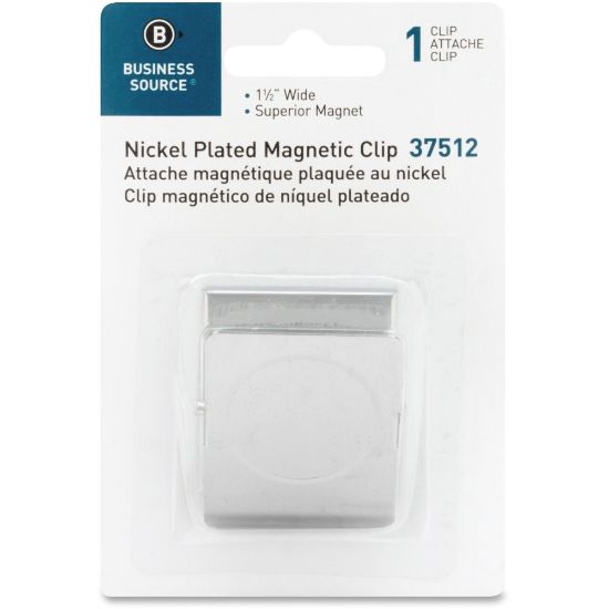 Picture of Business Source Nickel-Plated Magnetic Clip, 1-1/2in, Chrome