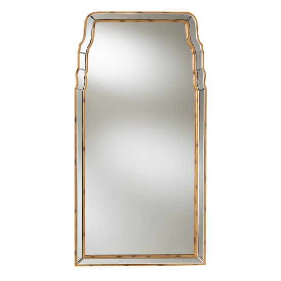 Picture of Baxton Studio Queen Anne Art Deco Wall Mirror, 50in x 26in, Antique Gold