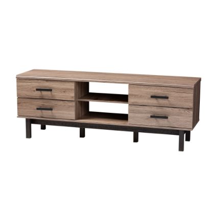 Picture of Baxton Studio TV Stand With 4 Drawers And 2 Shelves, 23inH x 63inW x 15-3/4inD, Oak/Black