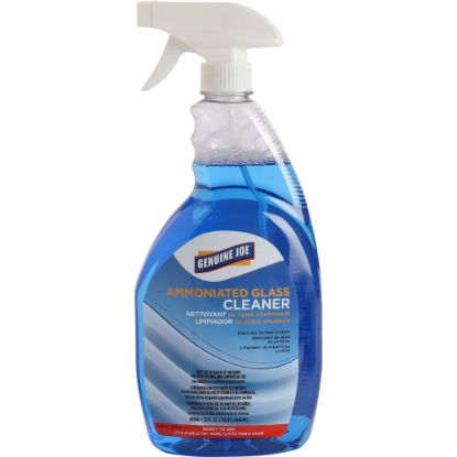 Picture of Genuine Joe Ammoniated Glass Cleaner - For Hard Surface - Ready-To-Use - 32 fl oz (1 quart) - 1 Each - Lint-free - Blue