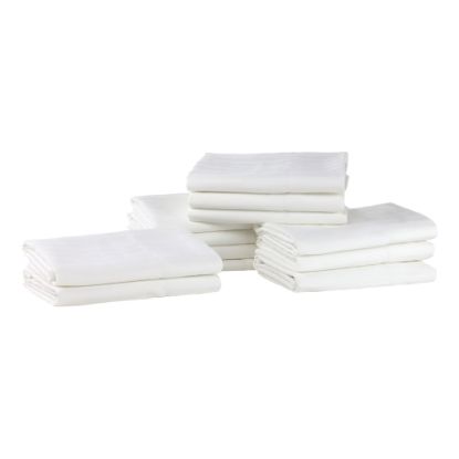 Picture of 1888 Mills Lotus Satin Stripe Standard Pillowcases, 42in x 36in, White, Pack Of 72 Pillowcases