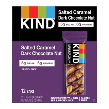 Picture of KIND Salted Caramel And Dark Chocolate Nut Bars, 1.4-Oz Bars, Box Of 12 Bars