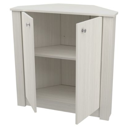 Picture of Inval 1-Shelf Corner Storage Cabinet, 32-1/2inH x 14-13/16inW x 31-1/2inD, Washed Oak