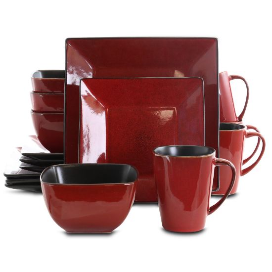 Picture of Elama 16-Piece Stoneware Dinnerware Set, Red