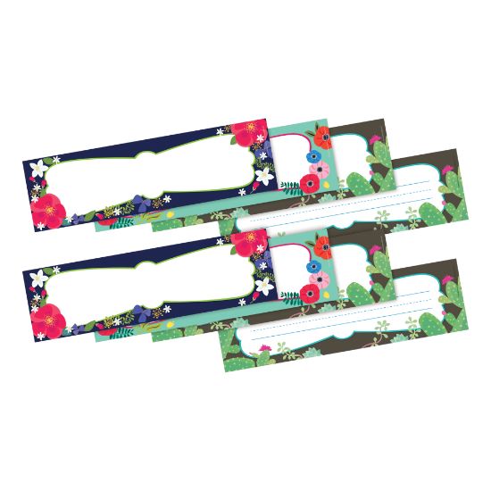 Picture of Barker Creek Double-Sided Name Plates, 12in x 3-1/2in, Petals & Prickles, Set Of 36 Name Plates, Pack Of 2 Sets