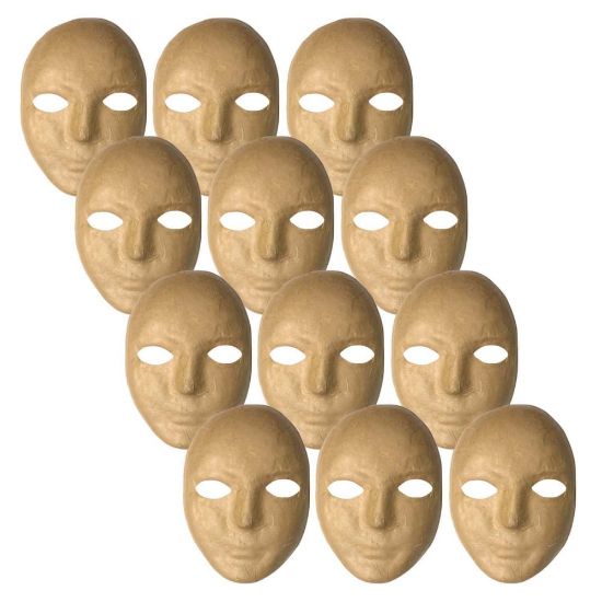 Picture of Creativity Street Papier Mache Masks, 8in x 5-1/4in, Tan, Pack Of 12 Masks