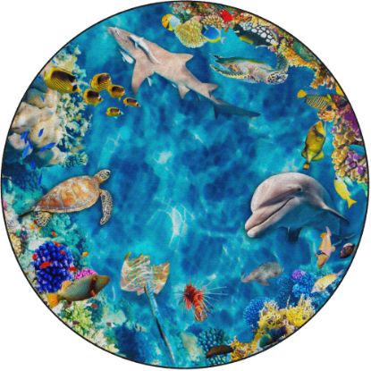 Picture of Flagship Carpets Into The Sea Round Area Rug, 6ft, Multicolor