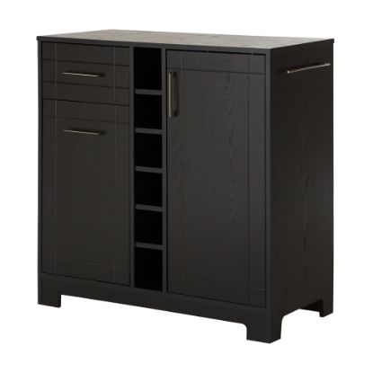 Picture of South Shore Vietti 12-Bottle Bar Cabinet With Bottle Storage, 36-1/4inH x 34-1/4inW x 16-3/4inD, Black Oak