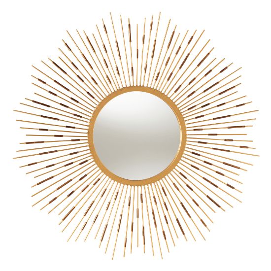 Picture of Baxton Studio Sunburst Round Accent Wall Mirror, 36in x 36in, Antique Gold