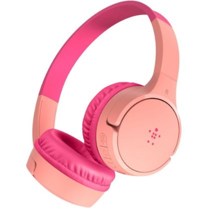 Picture of Belkin SOUNDFORM Mini Headset - Stereo - Mini-phone (3.5mm) - Wired/Wireless - Bluetooth - 30 ft - Over-the-ear - Binaural - Ear-cup - Pink