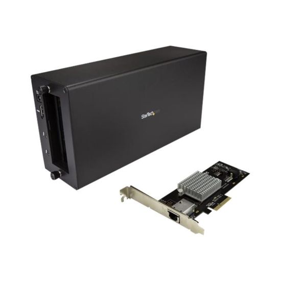 Picture of StarTech.com Thunderbolt 3 to 10GbE NIC - Thunderbolt 3 Expansion Chassis - Chassis + Card - Add 10GbE connectivity to your Thunderbolt 3 desktop or laptop computer - Flexible solution with a removable PCIe network card - Intel x550 / Thunderbolt 3