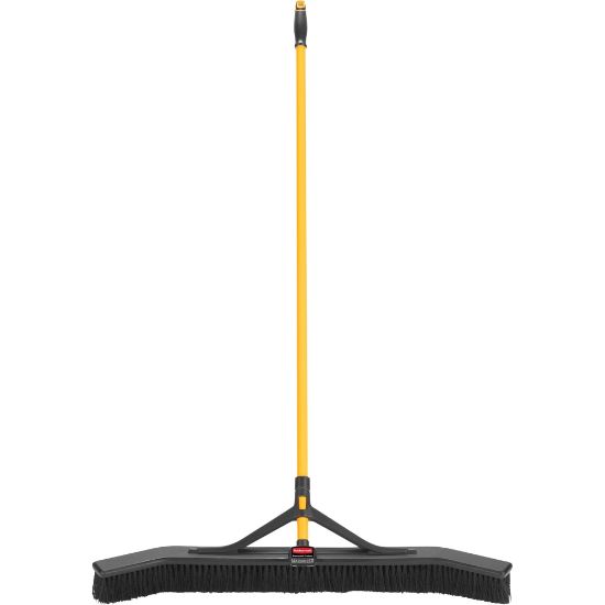 Picture of Rubbermaid Maximizer Push-To-Center Broom, 36in, Black/Yellow