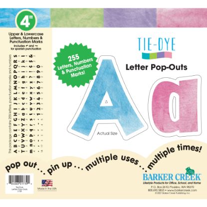 Picture of Barker Creek Letter Pop-Outs, 4in, Tie-Dye, Pack Of 255 Pop-Outs