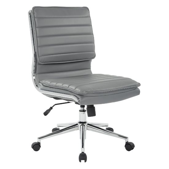 Picture of Office Star Pro-Line II SPX Armless Bonded Leather Mid-Back Chair, Charcoal/Chrome