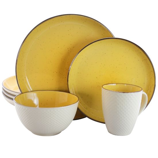 Picture of Elama 16-Piece Stoneware Dinnerware Set, Mellow Yellow