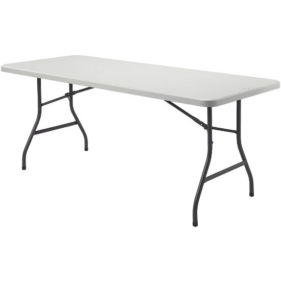 Picture of Lorell 96inW Rectangular Banquet Table, Black/Gray