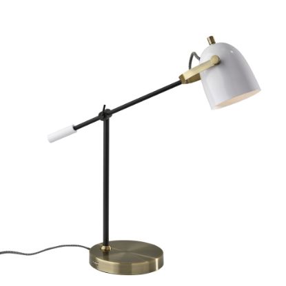 Picture of Adesso Casey Desk Lamp with USB Port, 28-1/2inH, White Shade/Antique Brass Base