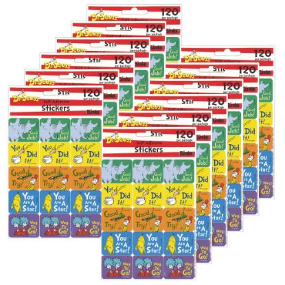 Picture of Eureka Success Stickers, Dr. Seuss, 120 Stickers Per Pack, Set Of 12 Packs