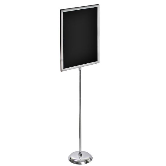 Picture of Azar Displays 2-Sided Slide-In Frame Sign Holder With Metal Pedestal Stand, 24in x 18in, Silver