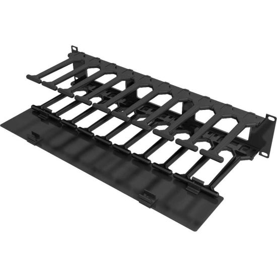 Picture of Vertiv 2U x 6in Deep Horizontal Cable Manager, Single-Sided with Cover (Qty 1) - Black - 1 Pack - 2U Rack Height - 19in Panel Width - Metal