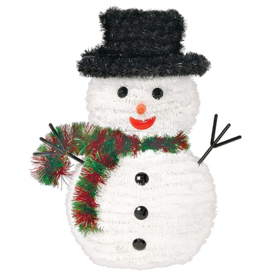 Picture of Amscan Christmas 3-D Tinsel Snowmen, 10in x 7-1/2in, Pack Of 3 Snowmen