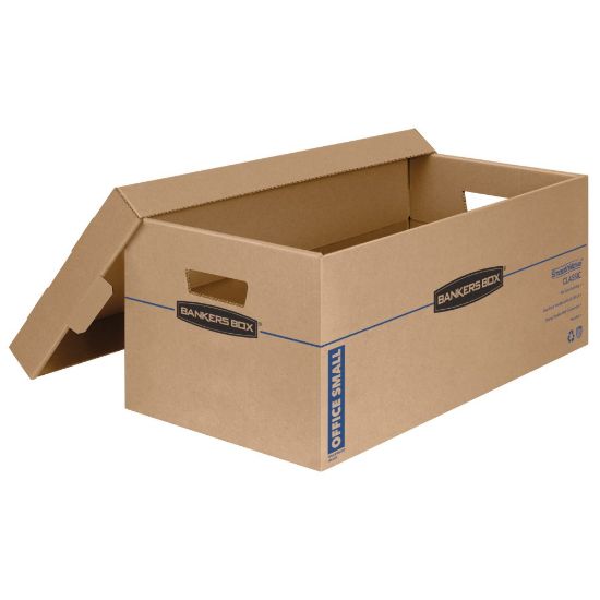 Picture of Bankers Box SmoothMove Prime Lift-Off Lid Moving Boxes, Small, 24in x 12in x 10in, Kraft/Blue, Pack Of 8