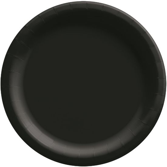 Picture of Amscan Round Paper Plates, Jet Black, 6-3/4in, 50 Plates Per Pack, Case Of 4 Packs