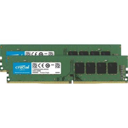 Picture of Crucial 16GB (2 x 8 GB) DDR4 SDRAM Memory Kit - 16 GB (2 x 8GB) - DDR4-2400/PC4-19200 DDR4 SDRAM - 2400 MHz - CL17 - 1.20 V - Non-ECC - Unbuffered - 288-pin - DIMM