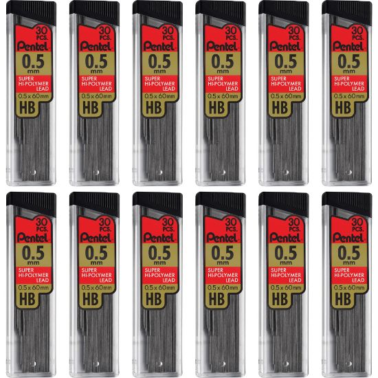 Picture of Pentel Super Hi-Polymer Leads - 0.5 mmFine Point - HB - Black - 360 / Box