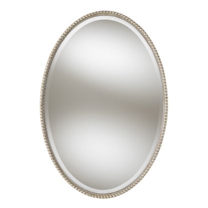 Picture of Baxton Studio Beaded Oval Accent Wall Mirror, 35in x 24in, Antique Silver