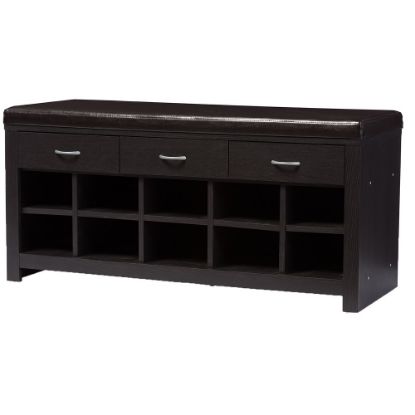 Picture of Baxton Studio Contemporary Entryway Bench, 20-1/8inH x 41-15/16inW x 15-3/4inD, Dark Brown