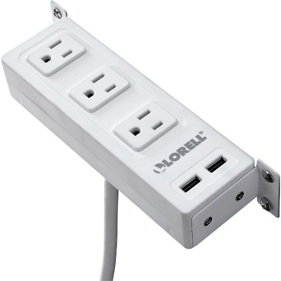 Picture of Lorell AC/USB Power Center, Underdesk Mount, White