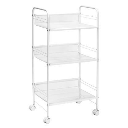 Picture of Honey Can Do 3-Shelf Steel Wire Rolling Cart, 34-3/4inH x 18inW x 13inD, White