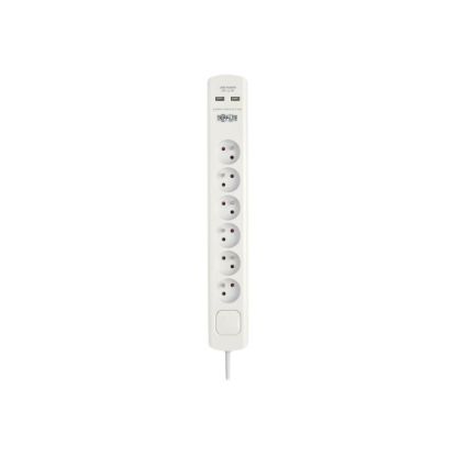 Picture of Tripp Lite 6-Outlet Surge Protector with USB Charging - French Type E Outlets, 220-250V, 16A, 1.8 m Cord, Type E Plug, White - Surge protector - 16 A - AC 230 V - output connectors: 6 - 6 ft cord - France - white - for P/N: CLAMPUSBLK, CLAMPUSW