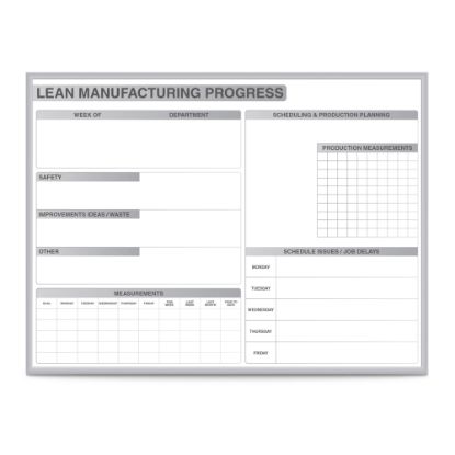 Picture of Ghent Lean Manufacturing Magnetic Dry-Erase Whiteboard, 48in x 96in, Aluminum Frame With Silver Finish