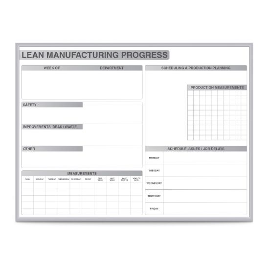 Picture of Ghent Lean Manufacturing Magnetic Dry-Erase Whiteboard, 48in x 96in, Aluminum Frame With Silver Finish