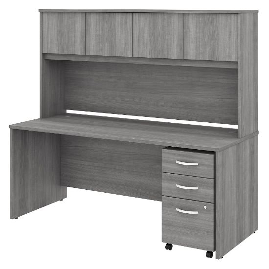 Picture of Bush Business Furniture Studio C Office 72inW Computer Desk With Hutch And Mobile File Cabinet, Platinum Gray, Standard Delivery