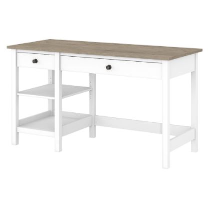 Picture of Bush Furniture Mayfield 54inW Computer Desk With Shelves, Pure White/Shiplap Gray, Standard Delivery