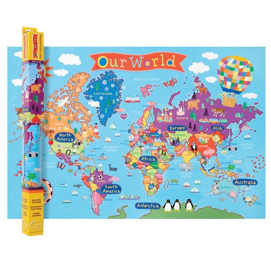 Picture of Round World Products Kids Wall Map, World, 24in x 36in