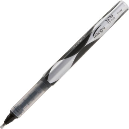 Picture of Integra Liquid Ink Rollerball Pens - Extra Fine Pen Point - 0.5 mm Pen Point Size - Black - Black Barrel - 12 / Dozen