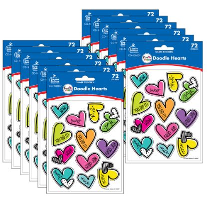 Picture of Carson Dellosa Education Stickers, Kind Vibes Doodle Hearts, 72 Stickers Per Pack, Set Of 12 Packs